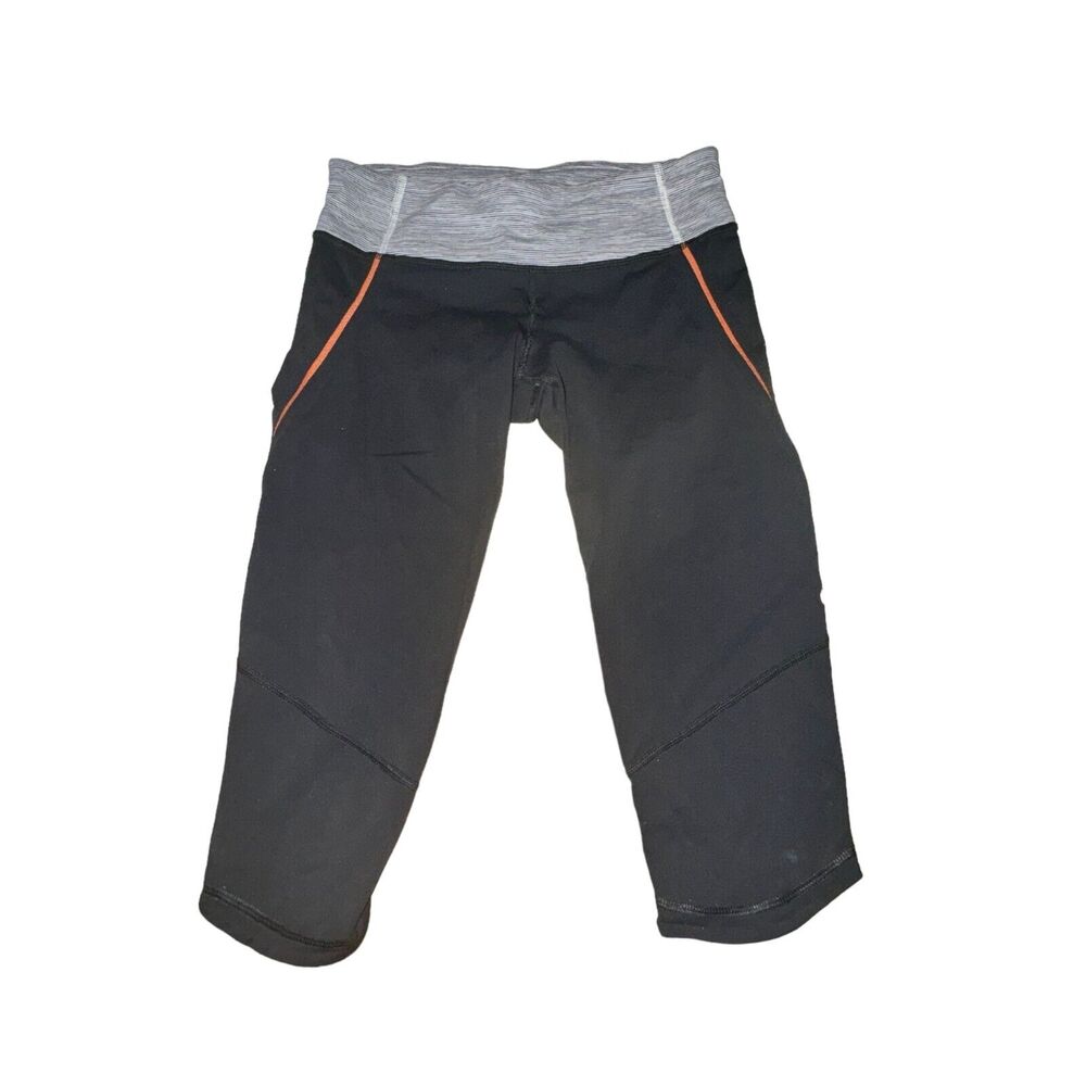 Lululemon Run Excel Crop Sz 4 Deep Coal Wee Are From Space White Combo Mid Rise